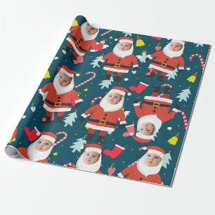 Papier Cadeau Funny Père Noël Joyeux Noël Visage personnalisé