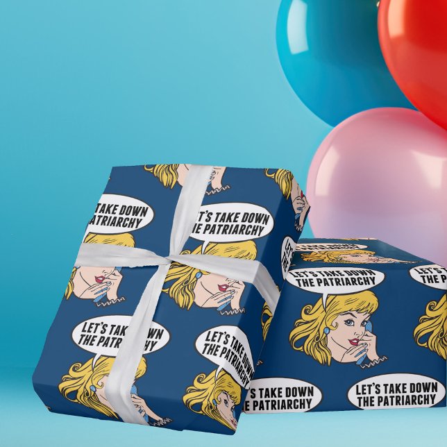 Papier Cadeau Funny Retro féministe Pop Art Anti Patriarchie (Créateur téléchargé)