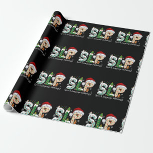 Papier Cadeau Funny SLP Voix Langue Pathologiste Père Noël Chris