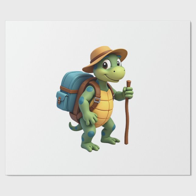 Papier Cadeau Funny Turtle Hiking Graphic Camping Lover Adventur (Plat)