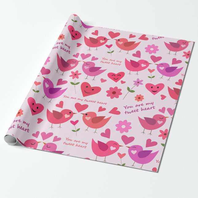 Papier Cadeau Funny Valentines Jour Inséparables Motif (Déroulé)