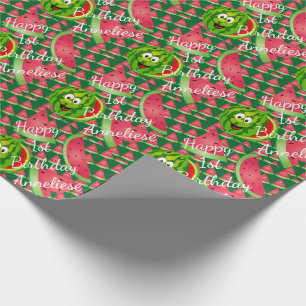 Papier Cadeau Funny Watermelon Thème d'anniversaire des enfants