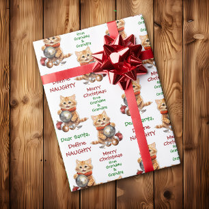 Papier Cadeau Funny Yellow Kitten Définir Naughty Christmas
