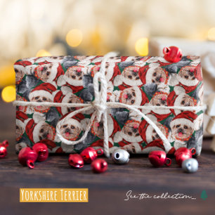 Papier Cadeau Funny Yorkshire Terrier Motif de Noël