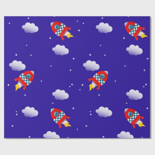 Papier Cadeau Fusée d'espace - papier d'emballage