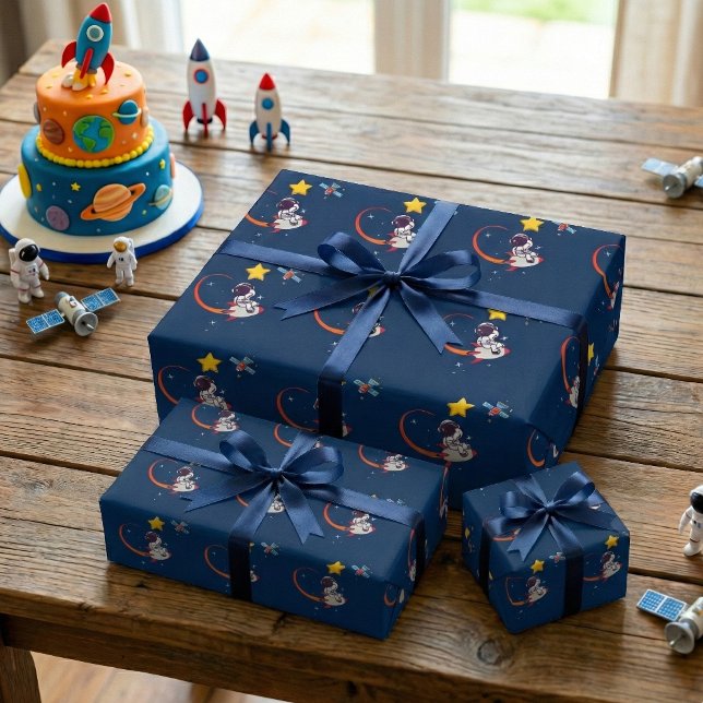 Papier Cadeau Fusées d'astronaute de l'espace extra-atmosphériqu (Créateur téléchargé)