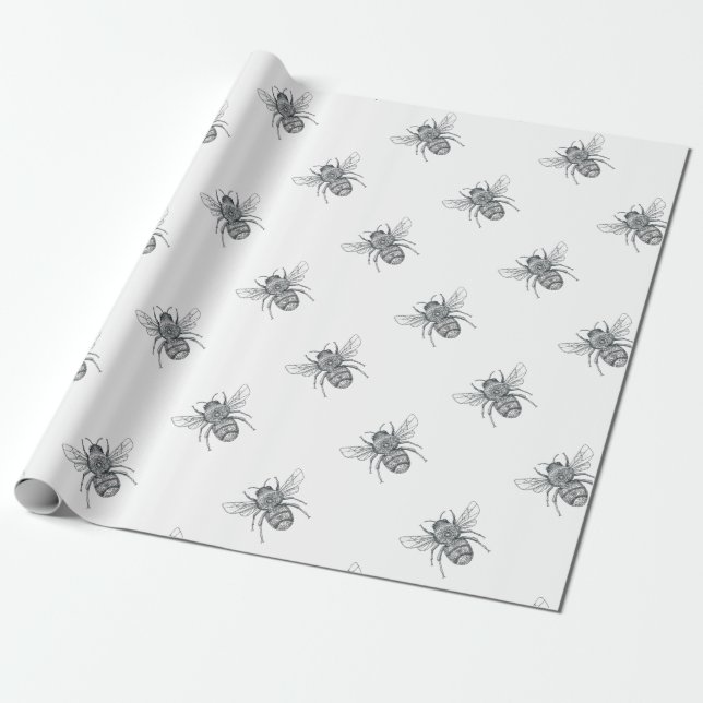 Papier Cadeau Gaffez le tatouage de mandala d'abeille (Déroulé)