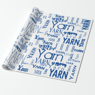 Papier Cadeau GAGNEZ ! Tricot bleu typographie