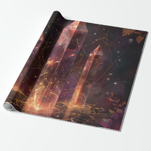 Papier Cadeau Galaxie à motif fantaisie d'améthyste pourpre