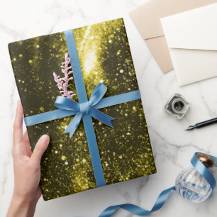 Papier Cadeau Galaxie abstraite noire jaune foncé