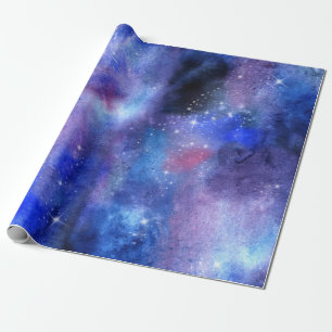 Papier Cadeau Galaxie cosmique Étoiles spatiales bleues