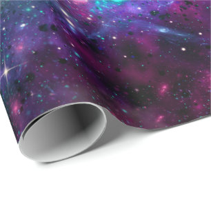 Papier Cadeau Galaxie spatiale violette Espace cosmique rose sar
