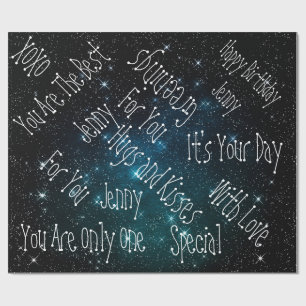 Papier Cadeau Galaxy Stars Espace d'anniversaire personnalisé