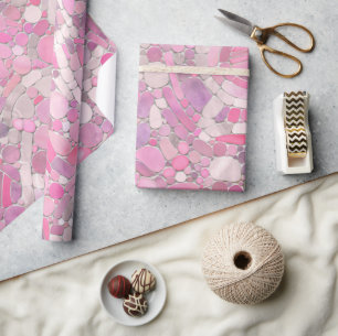 Papier Cadeau Galets Mosaic Art - Rose rose pâle