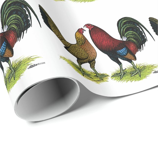Papier Cadeau Gamefowl Pair (Coin rond)