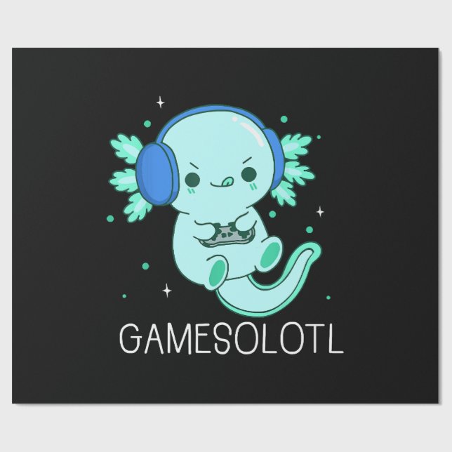 Papier Cadeau Gamesolotl Axolotl Gamer (Plat)