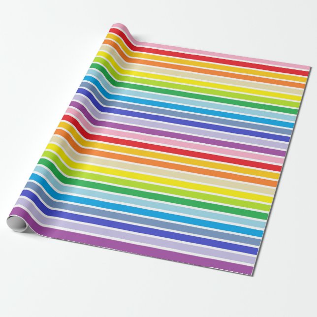 Papier Cadeau Gamme large blanc pointu en arc-en-ciel (Déroulé)