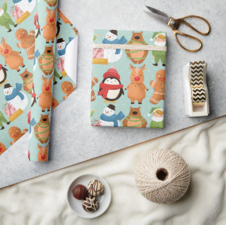 Papier Cadeau gang de vacances | cadeau d'emballage fêtes de noë