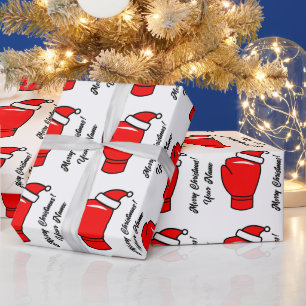 Papier Cadeau Gants de boxe rouge amusant Noël