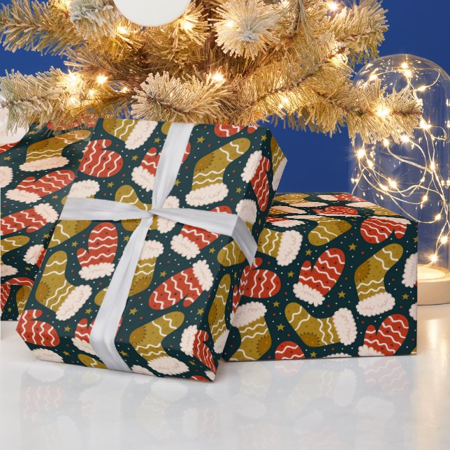 Papier Cadeau Gants de Noël Starry Noël (Vacances)