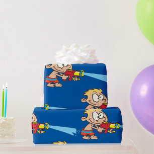 Papier Cadeau Garçon avec pistolet à eau Été Amusement