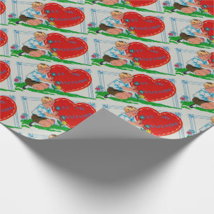 Papier Cadeau garçon des années 1930 cueillant des fleurs Sois m
