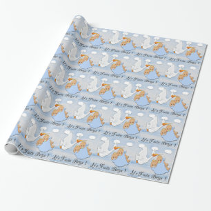 Papier Cadeau Garçons blonds jumeaux - baby shower de cigogne