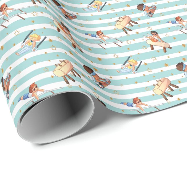 Papier Cadeau Garçons Gymnastique Anneaux Parallel Bars Pommel H (Coin rond)
