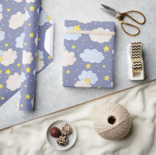 Papier Cadeau Garçons rayé ciel