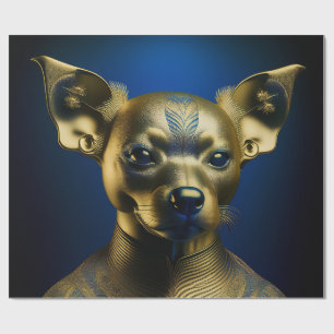 Papier Cadeau Garde de Chihuahua Égyptien Doré