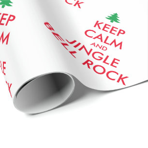 Papier Cadeau Gardez le calme et sonnez rock drôle Noël