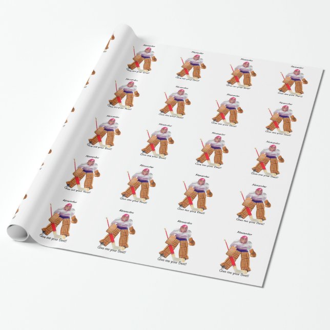 Papier Cadeau Gardien de but d'hockey ! (Déroulé)