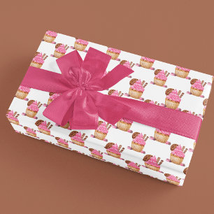 Papier Cadeau Gâteau au roseau aquarelle avec motif chocolat
