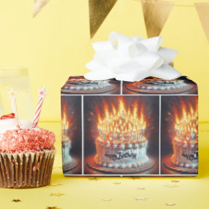 Papier Cadeau Gâteau d'anniversaire avec beaucoup de bougies