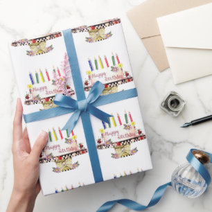 Papier Cadeau Gâteau d'anniversaire joyeux