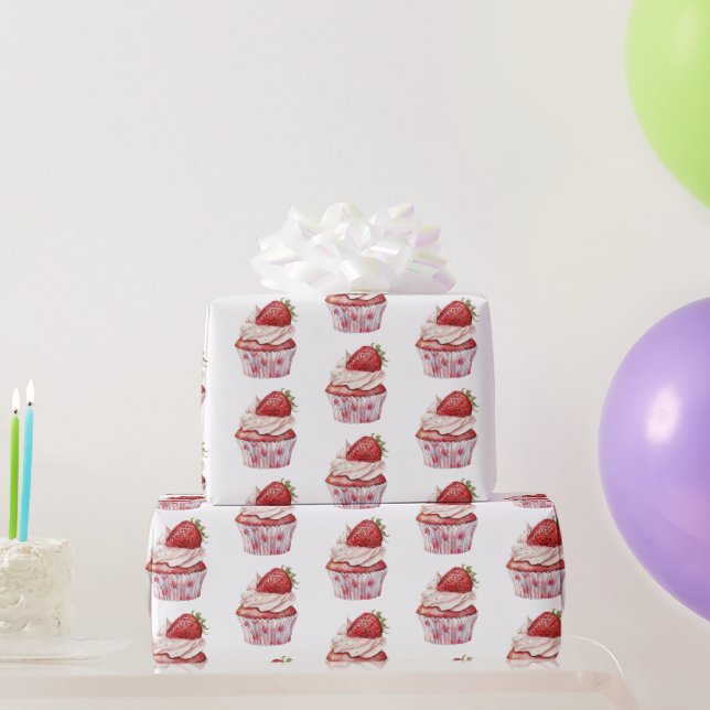 Papier Cadeau Gâteau de pâte de fraise Ladybugs Anniversaire (Cadeaux de fête)