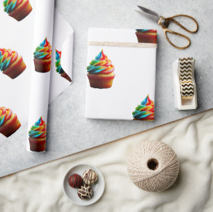 Papier Cadeau Gâteau de SlipperyJoe au glaçage arc-en-ciel étour