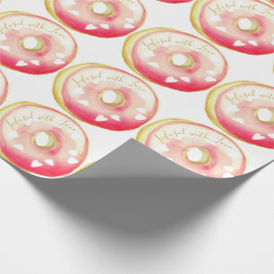 Papier Cadeau Gâteau donut glacé rose "Infusé d'amour" Modèle