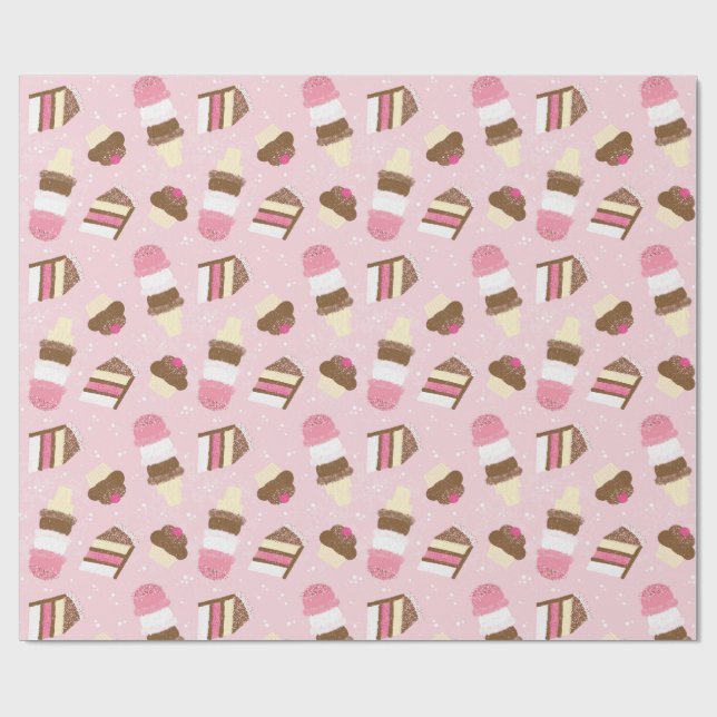 Papier Cadeau Gâteau napolitain et glace (Plat)
