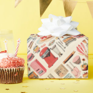 Papier Cadeau Gâteaux et outils de cuisine rétro