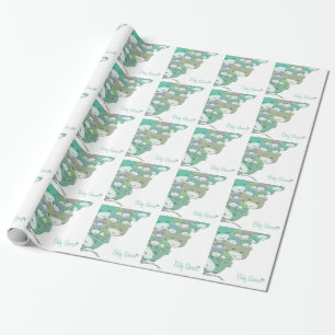 Papier Cadeau Gatitos infantiles bleus amusants, baby shower