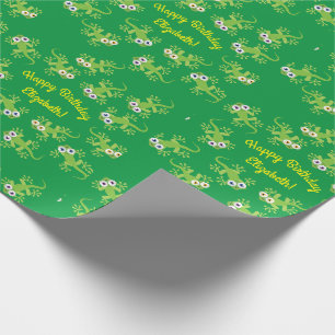 Papier Cadeau Gecko Lizards Anniversaire Fête Enfants mignons