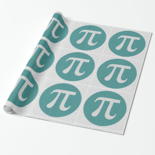 Papier Cadeau Geek mathématique symbole Pi, cercle bleu et chif