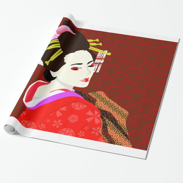 Papier Cadeau Geisha Japanese style (Déroulé)