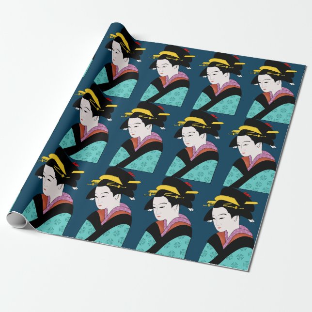 Papier Cadeau Geisha japonais mignon (Déroulé)