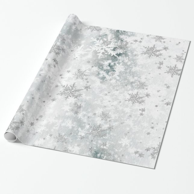 Papier Cadeau Gelée Lac Ice Fallen Silver Fallakes (Déroulé)