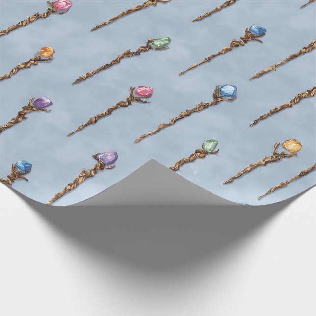 Papier Cadeau Gemmed Wizard Staves Wrapping Paper (Coin)