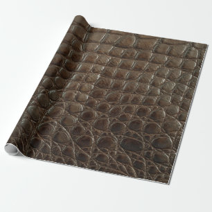 Papier Cadeau Genine brown alligator leather, close up to show