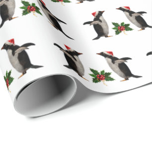 Papier Cadeau Gentoos et papier d'enveloppement de Noël Holly