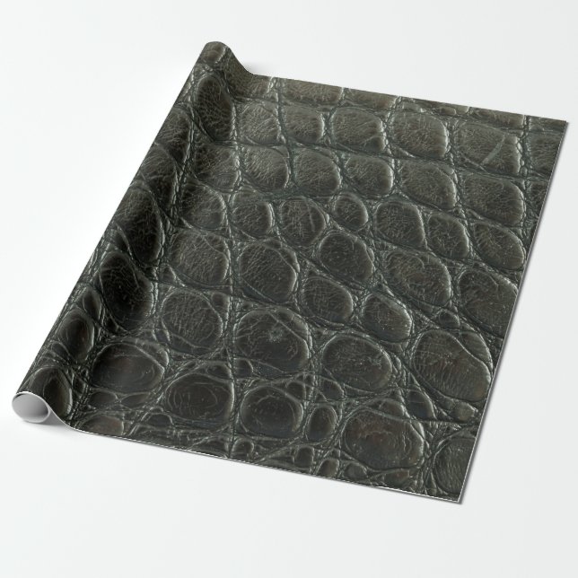 Papier Cadeau Genuine black alligator leather texture, close up  (Déroulé)